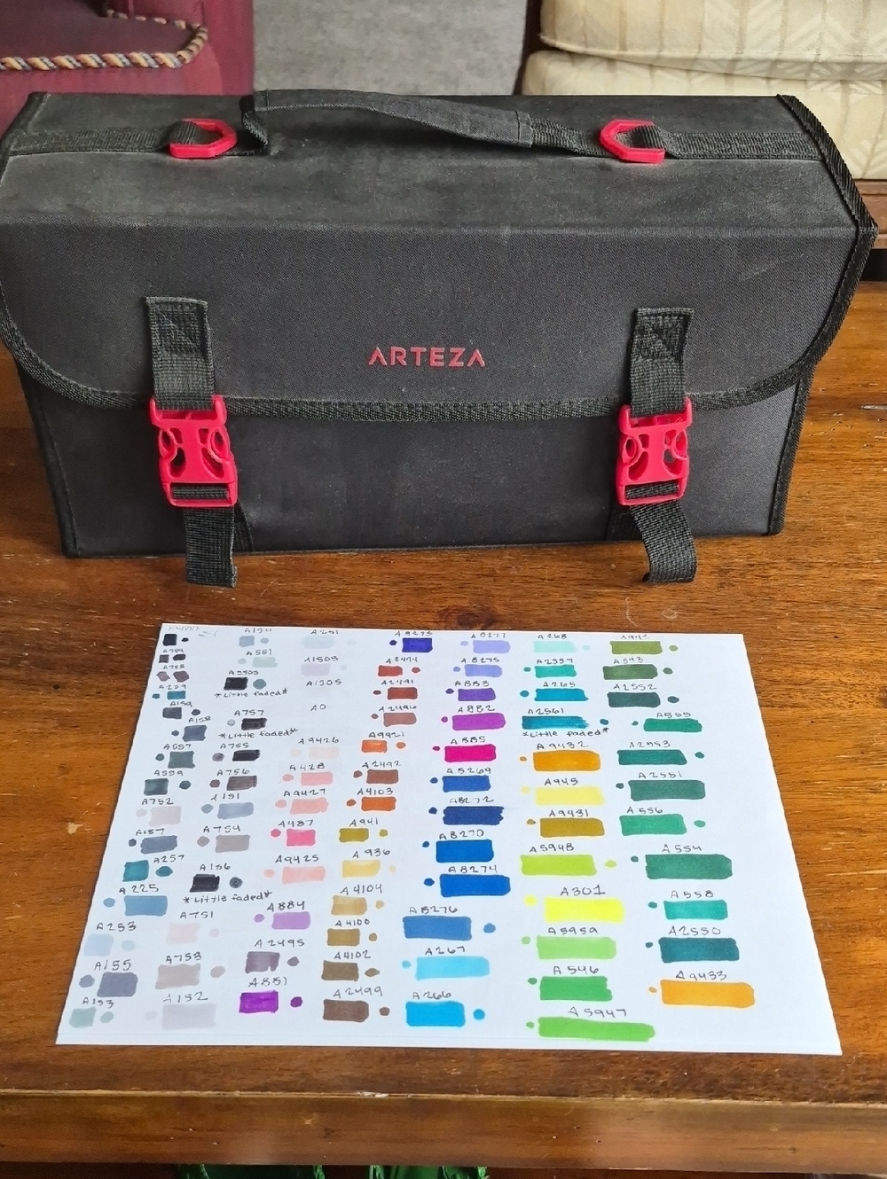Arteza Marker/Brush Pen Carry Case in Black with Red Accents